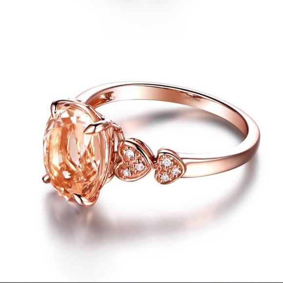 Vintage Gemstone Wedding Topaz Bague Anillo 18K Rose Gold Plated Ring,… - Picture 2 of 5